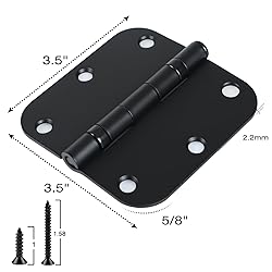 6 Pack No Squeak Matte Black Door Hinges 3.5 Inch