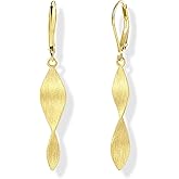 Twisted Dangle Earrings Gold Spiral Dangle Earrings Copper Leverback Earring for Women Hypoallergenic Jewelry Elegant Christmas Gifts