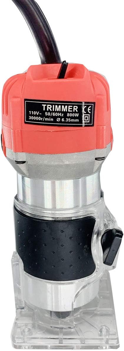 Cozyel 110V 800W Palm Router Electric Hand Trimmer Wood Router 1/4" Collets Woodworking Tool Laminate Trimmer