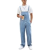 LBDLONGBIDA Men's Overalls Fashion Relaxed Fit Coveralls Work Utility Denim Romper Women Bib Jumpsuit with Zipper, Light Blue, S