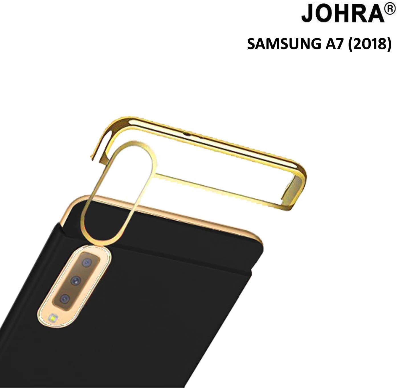Johra 3 in 1 Matte Finish Full Body Protective Plastic Back Cover for Samsung Galaxy A7 2018 (Black)
