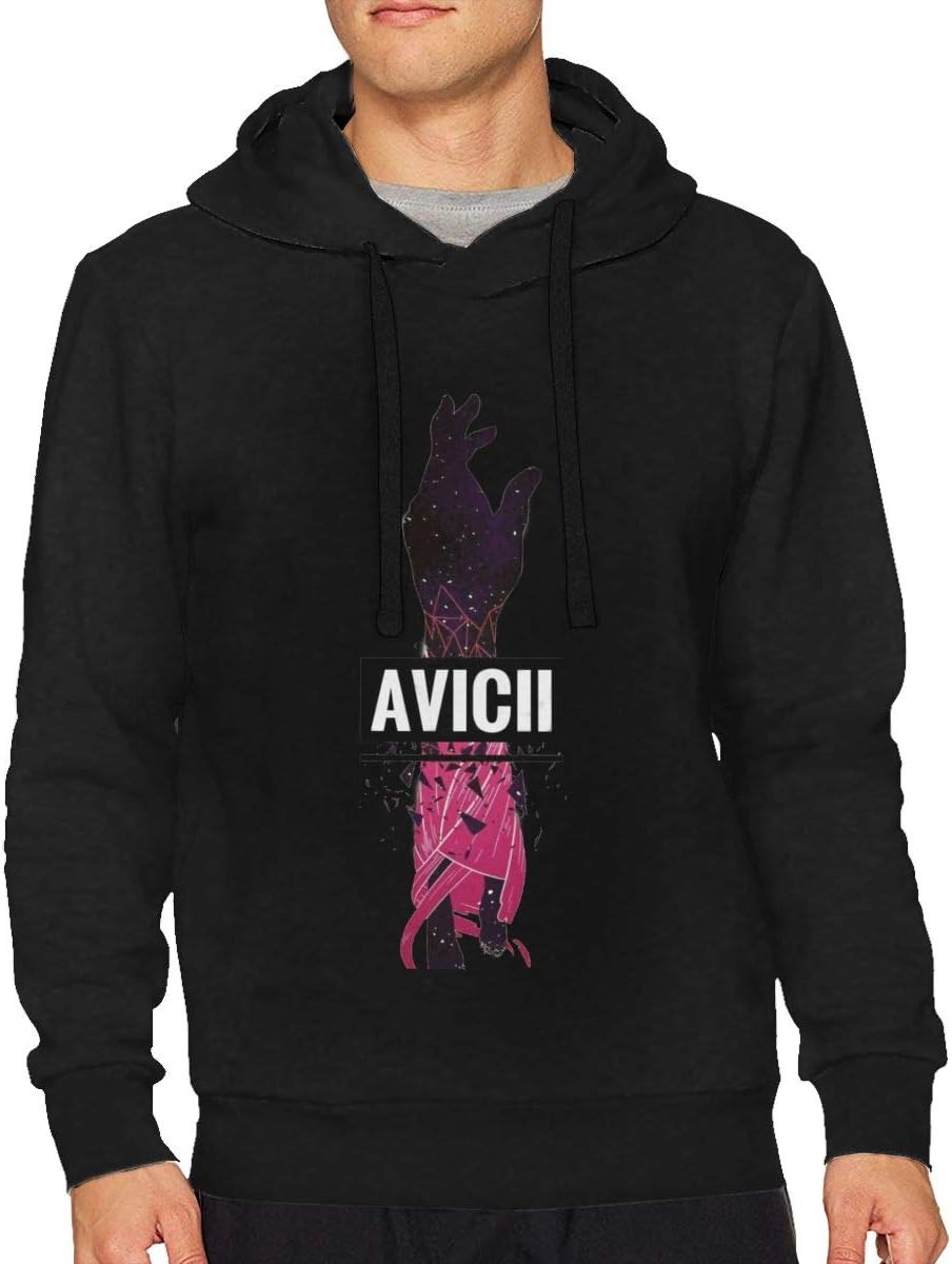 Avicii Logo Comfortable Men No Pocket Hoodies Sweatshirt Pullovers Black