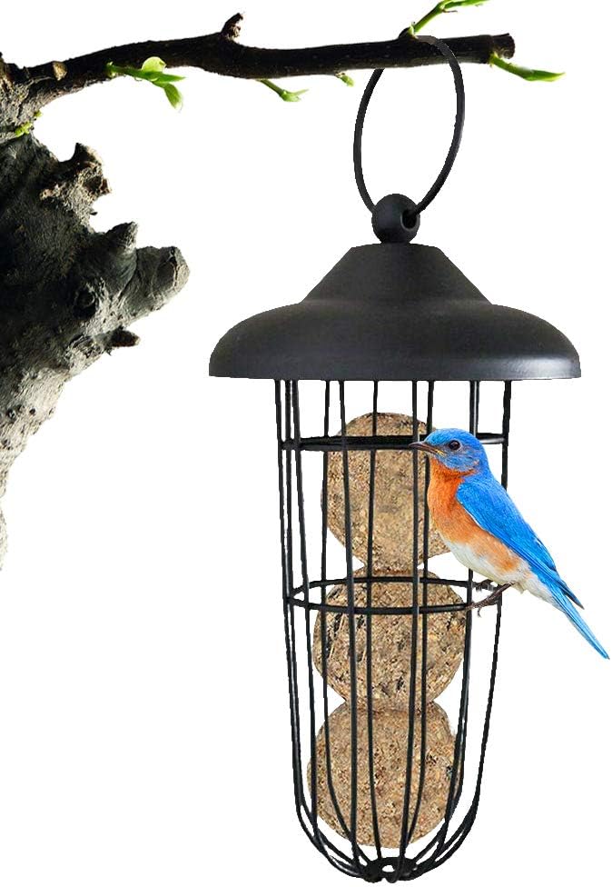 Iron Bird Feeder Outdoor Bird Feeder Hanging Fat Ball Holder Metal Bird Feeder Bird Food Dispenser