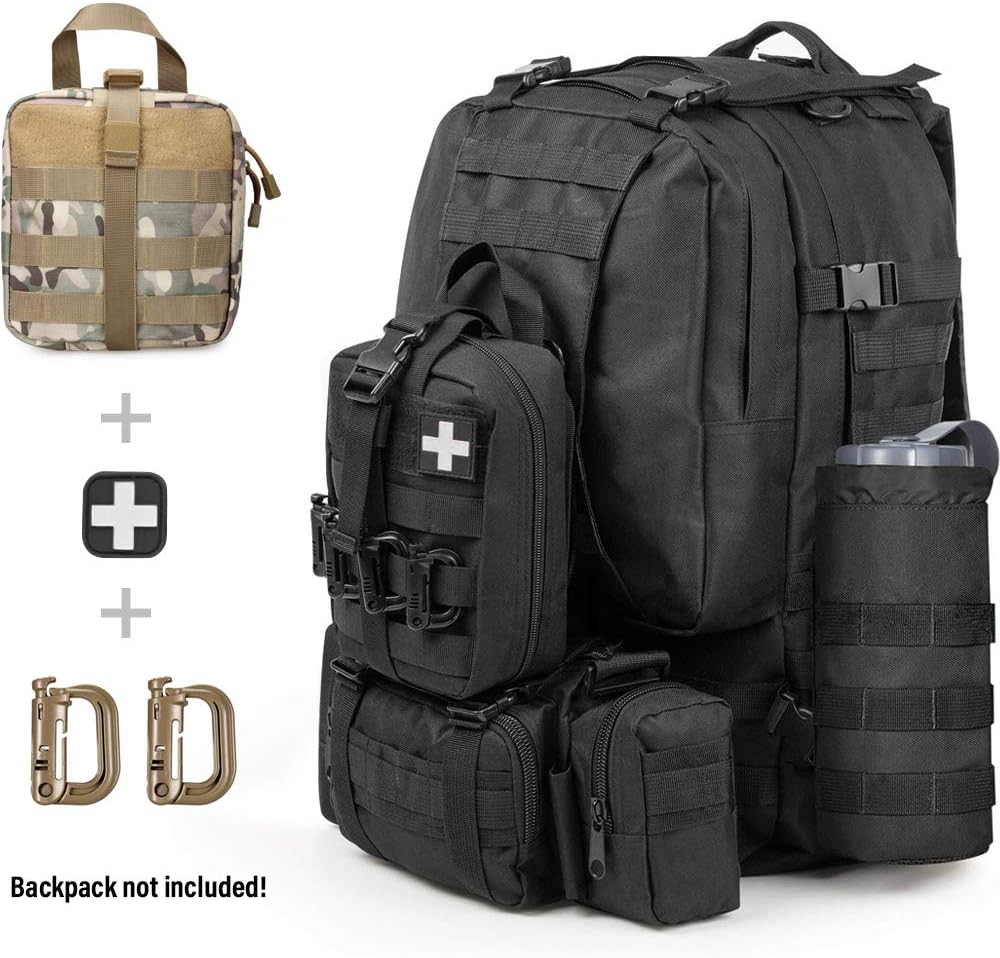 Livans Tactical First Aid Pouch, Molle EMT Pouches Rip-Away Military IFAK Medical Bag Outdoor Emergency Survival Kit Quick Release Design Include Red Cross Patch (CP Camo): Health & Personal Care
