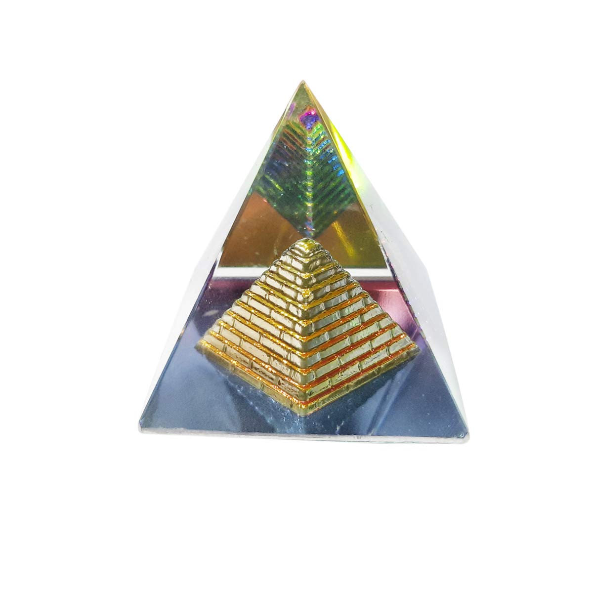 Shubhanjali Natural Crystal Pyramid Crystal Twin Pyramid with Rainbow