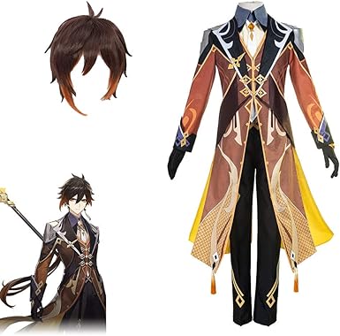 Amazon Com Dressvoguer Genshin Impact Costume Zhongli Cosplay Suit Custom Size Men Teen Role Play Outfit 11pcs Clothing