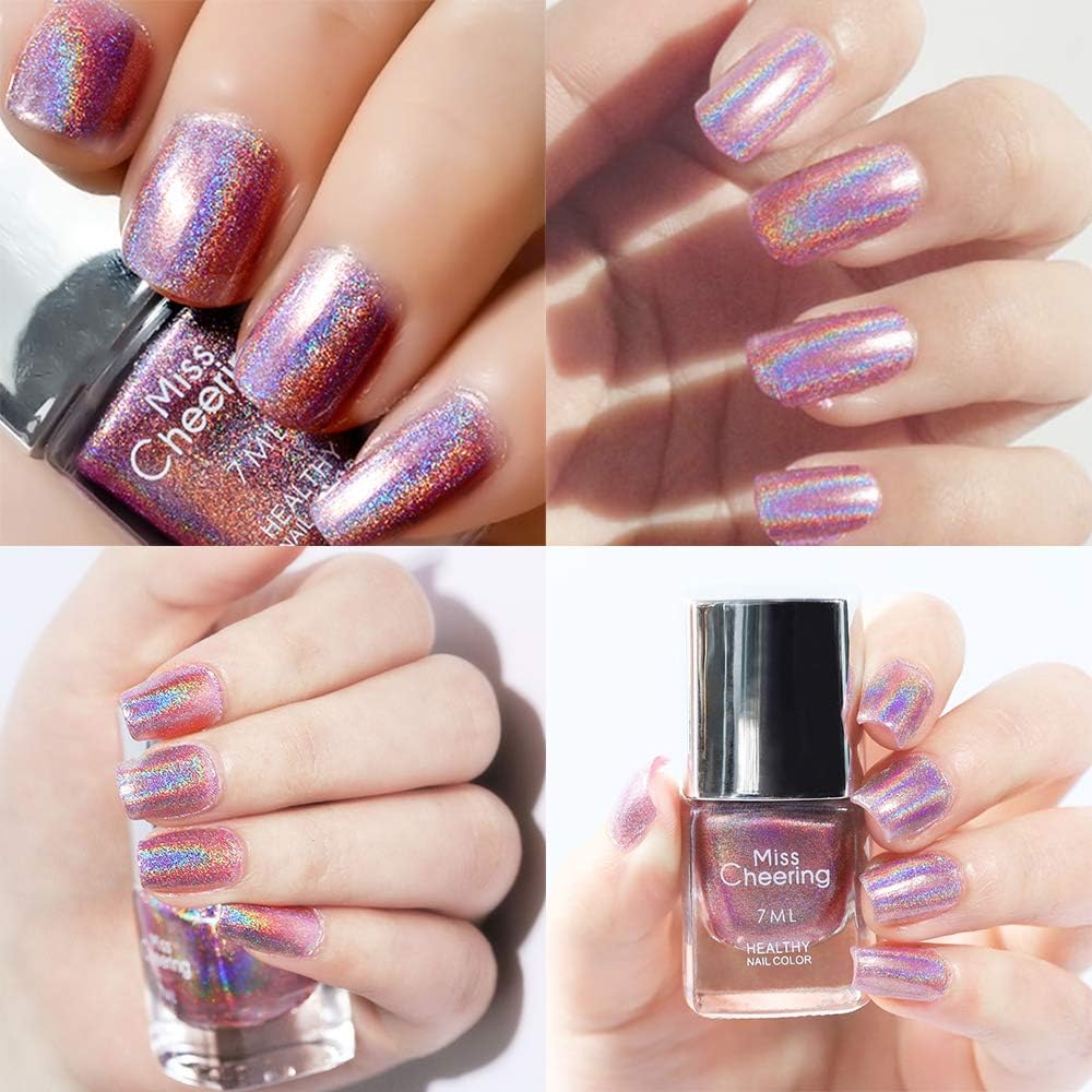 Ownest Holographic Nail Polish, Gorgeous Glossy Holographic Halo Glitter Polish Nail Art Nail Pigment Diamond Laser Nail Polish -LS06 : Beauty