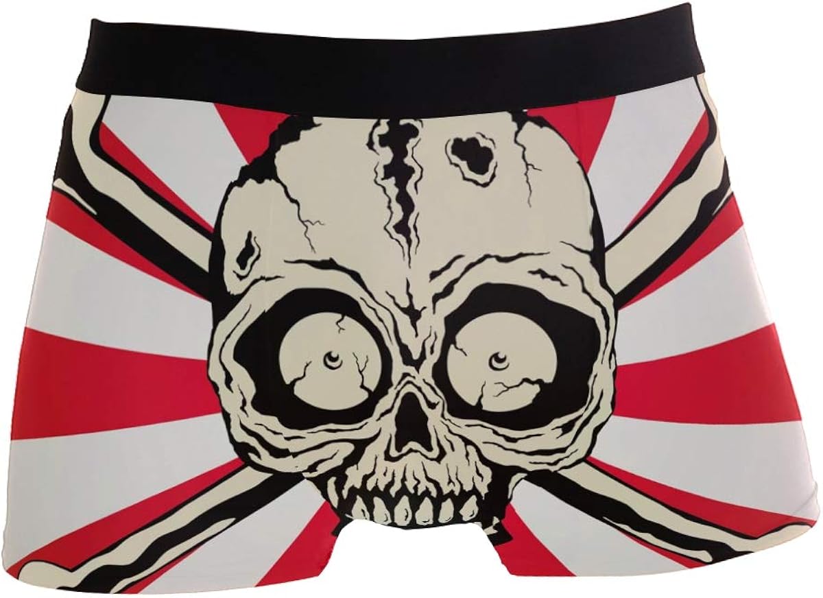 Skull with Bones Boxer Briefs for Men, Men's Comfortable Underwear at