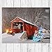 BANBERRY DESIGNS LED Wall Art - Lighted Red Truck Covered Bridge Canvas Print - Christmas Picture with LED and Fiber Optic Lights - Winter Scene Wall Art - Measures 11.75