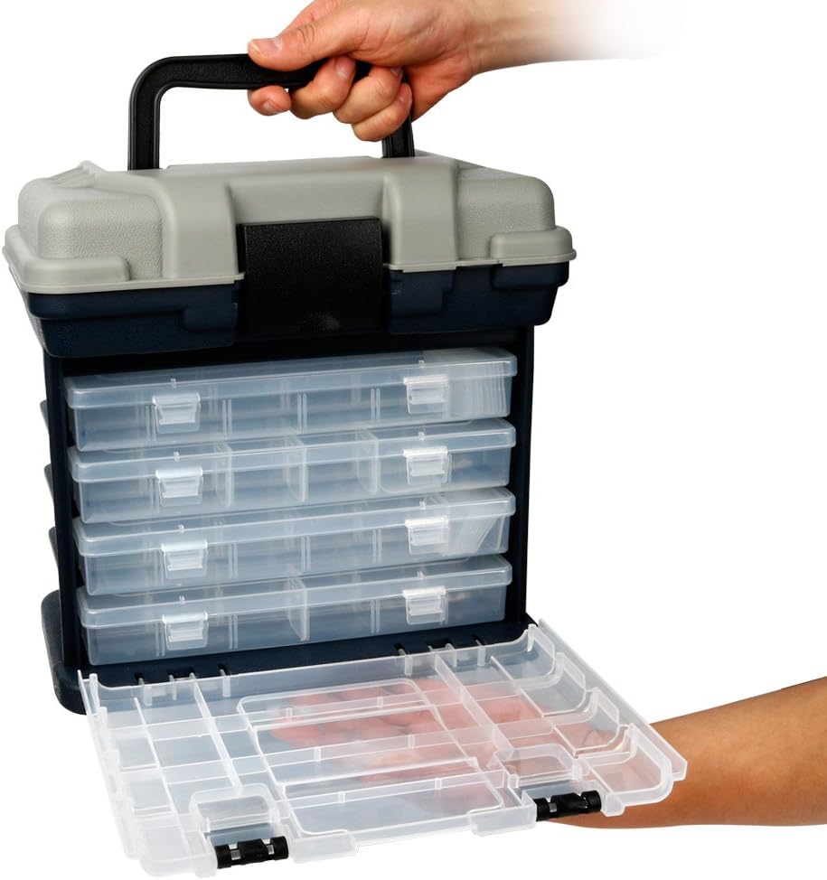Sougayilang Fishing Tackle Box Portable 4 Layers Fishing Box Sea Boat Fishing Accessory Box Case with Handle Utility Box-Small Size : Sports & Outdoors
