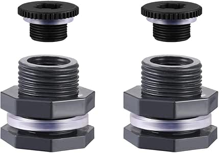 Amazon.com : PVC Bulkhead Fitting with Gasket, Lock Nut and Plug, 3/4