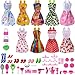 Total 50pcs -9 Pack Doll Clothes Party Gown Outfits +41pcs Different Doll Accessories Shoes bags Glasses Necklace Tableware Mirror For for Barbie doll Girl Birthday Gift