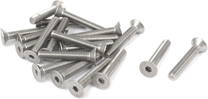 Sourcing Map M8 Senkkopfschrauben 10 Stück - Edelstahl 304, Innensechskant, 25mm Länge, 20mm Gewindelänge, Für Holz & Metall