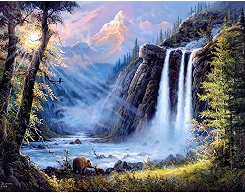 Wotion 17.32"x13.78" Waterfall Full Drill All Square DIY 5D Diamond Painting Kit for Adults Rhinestone Embroidery Cross Stitch set Arts Craft Gift