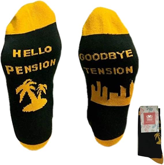 Funny Socks for Retirement Gift Goodbye Tension Hello Pension