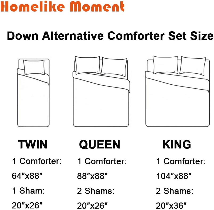 Homelike Moment Lightweight Comforter Set - Queen Gray All Season Down Alternative Comforter Set Summer Duvet Insert 3 Piece - 1 Comforter with 2 Shams Reversible Full/Queen Size Dark Gray/Light Grey: Home & Kitchen