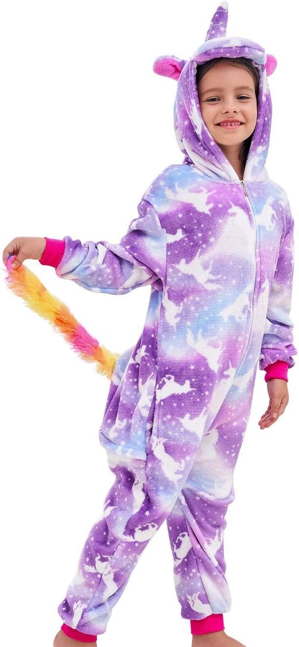 Soft Unicorn Hooded Pajamas Onesie Costume for Girls