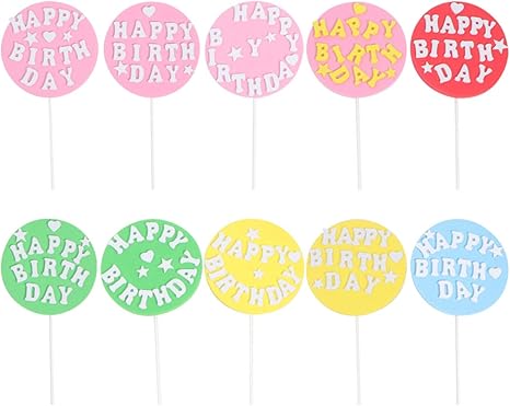 Amazon Co Jp Pretyzoom 10ピース誕生日ケーキピックカラフルなケーキトッパーケーキ装飾用品家の誕生日パーティーの収集 ホーム キッチン