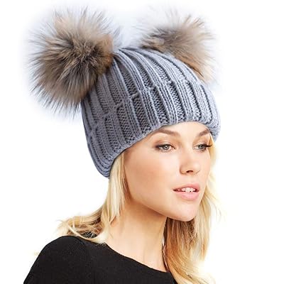 Knitted Winter Bobble Hat with Double Pom Pom and Zambia Ubuy