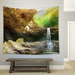 Beautiful Waterfall Landscape - Fabric Tapestry, Home Decor - 51x60 inches