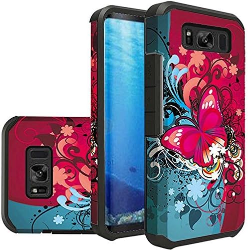 Samsung Galaxy S8 Case, Samsung S8 Case, Slim Hybrid Dual Layer Shockproof Armor Rubberized Matte Beautiful Design Cover Case (Butterfly Bliss)