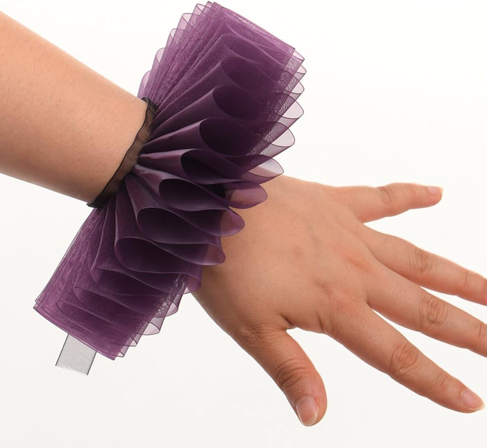 GRACEART Elizabethan Wrist Ruffs Ruffled Cuff Arm Bands For Fancy Dress (M) - Image 4