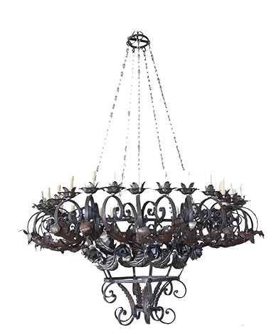 Oversize Large Rustic Handmade Entrance Foyer Scrolls Wrought Iron
