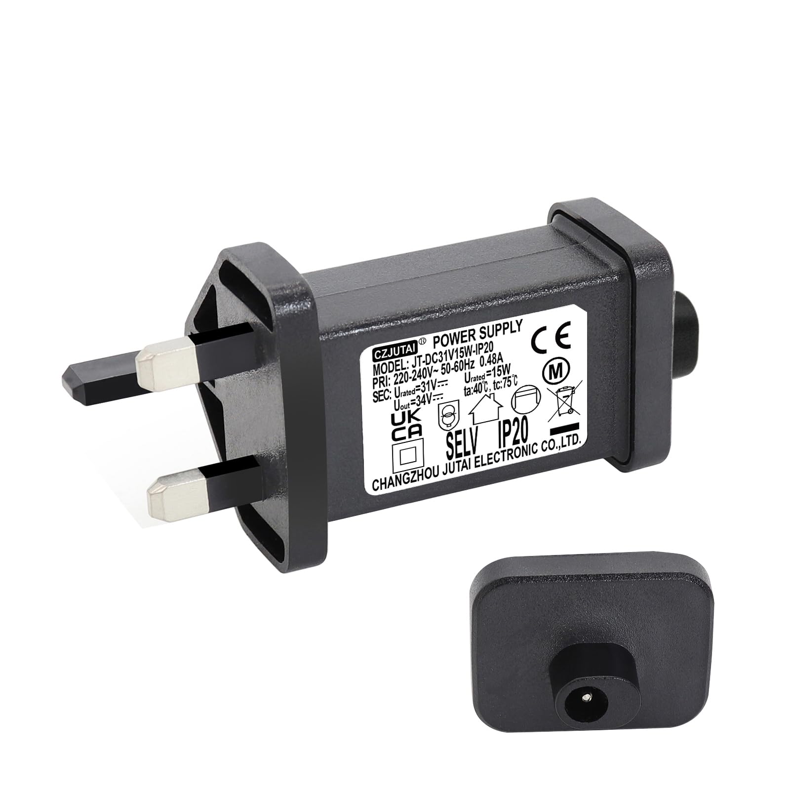 CubePlug 31V 15W String Lights Indoor-Outdoor Power Adapter for CZJUTAI JT-DC31V15W /12W /9W /7.2W /6W /4.5W /3.6W-IP20 Christmas Lighting (Fully Compatible also to 32V and 29V Lights)[V5T5]