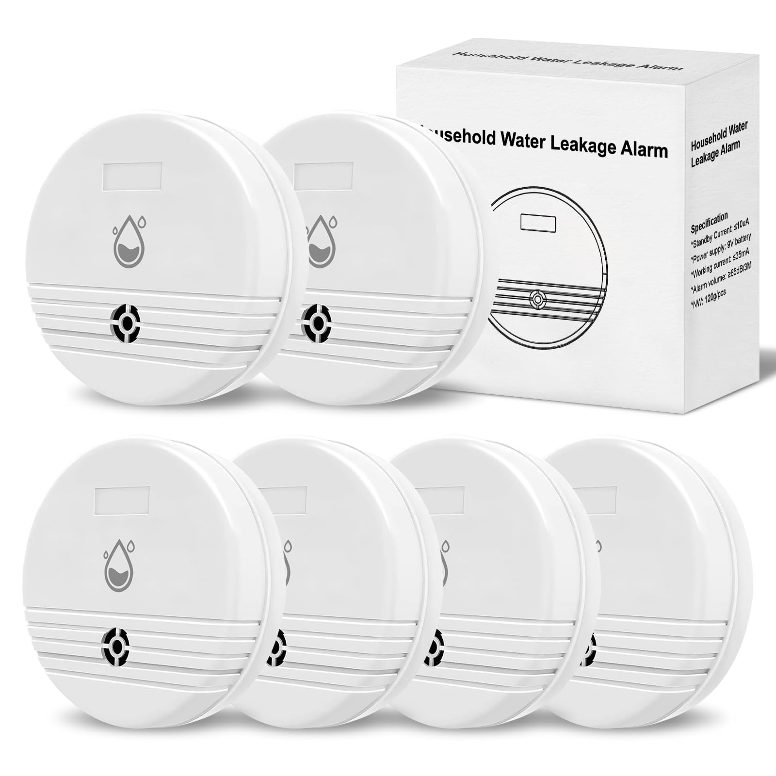 Water Leak Detector 6 Packs, Lound Sound Sensor