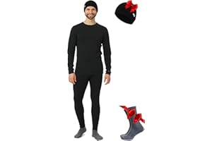 Merino.tech Merino Wool Base Layer Mens Thermal Underwear Set Midweight Merino Wool Long Johns Top and Bottom with Beanie