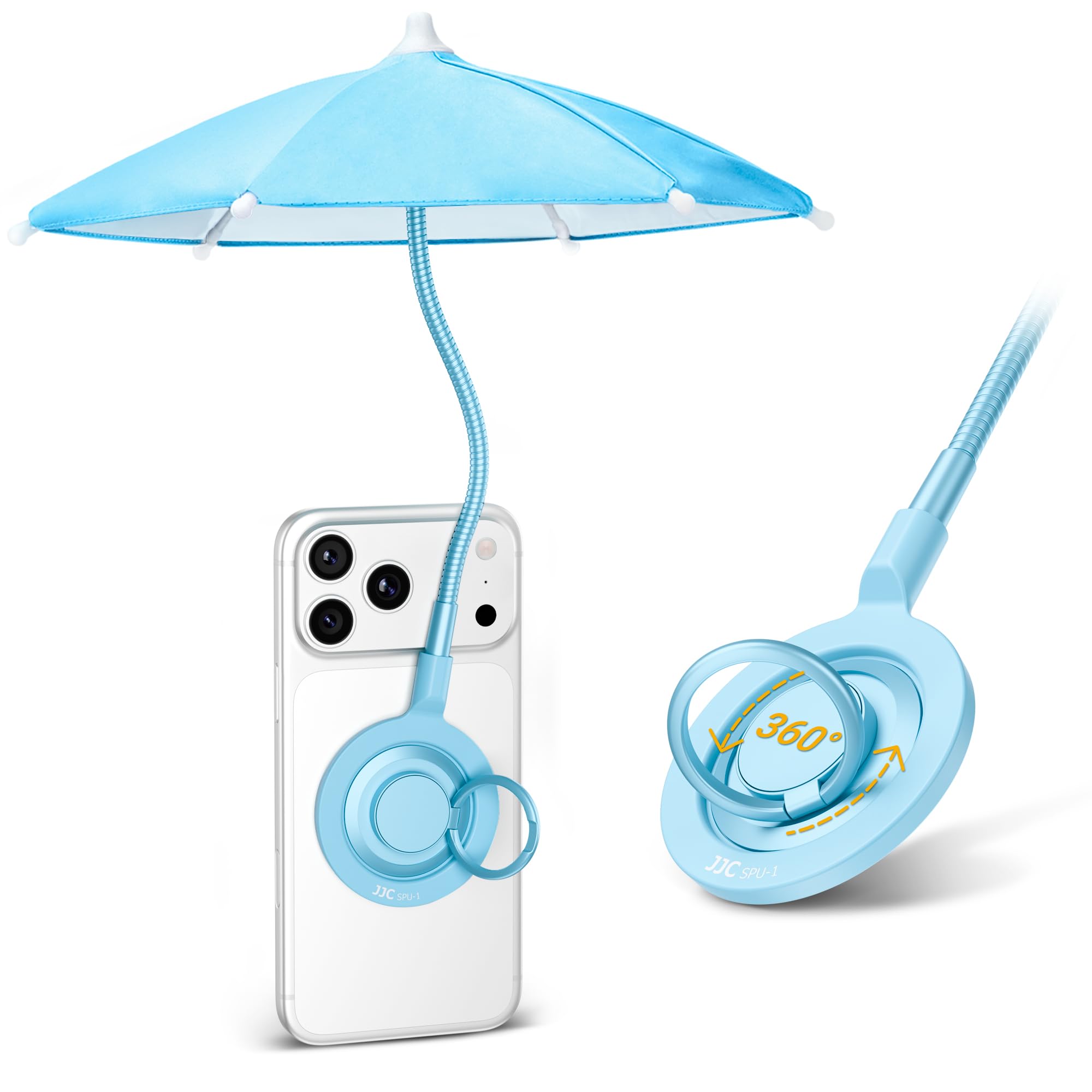 Magnetic Phone Umbrella for Sun,Outdoor Phone Sun Shade Shield with Flexible Angle Design & Rotatable Phone Ring,Umbrella for iPhone 17 16 15 14 13 Pro Max Beach Pool Tanning Essentials BLUE