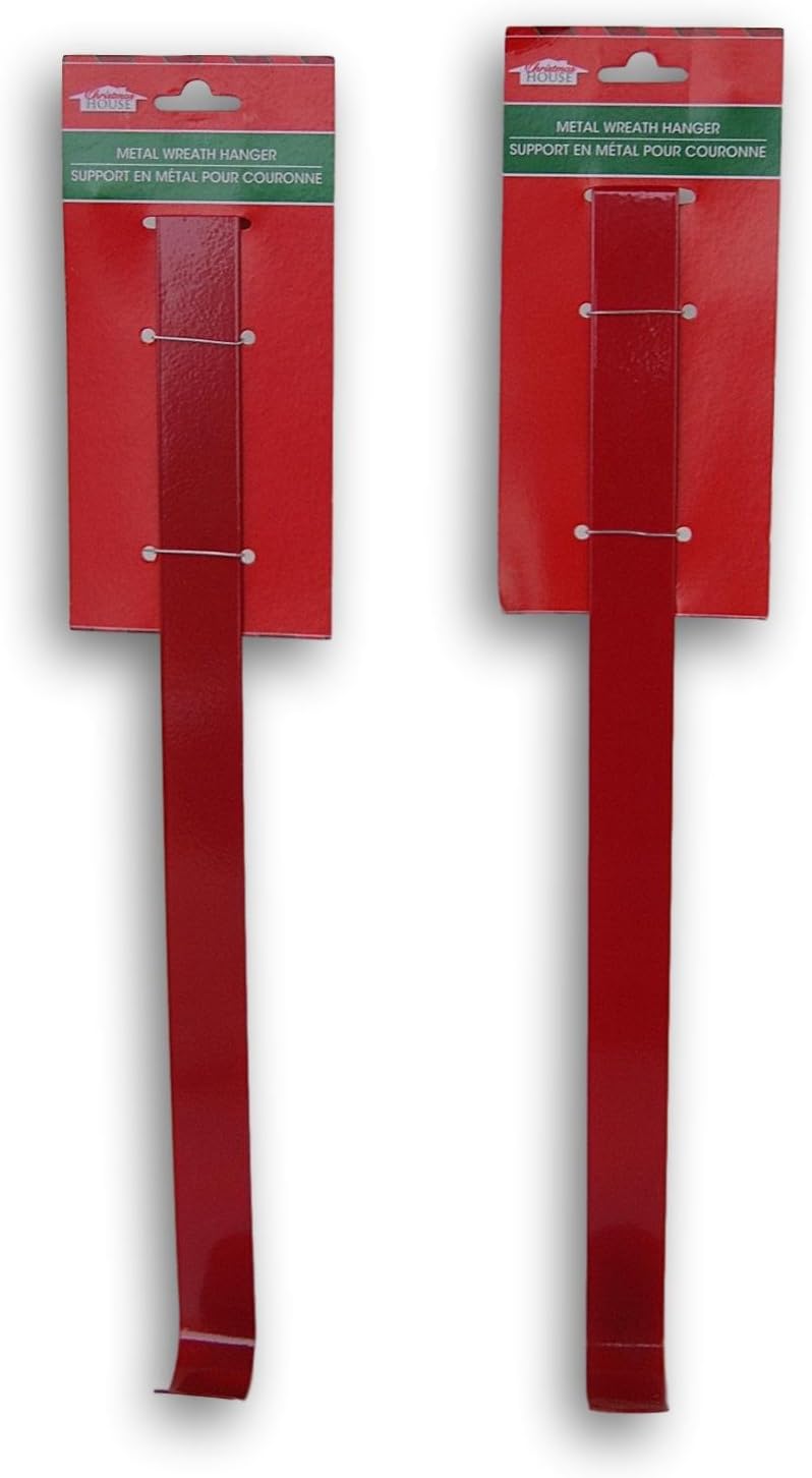 Wreath Hangers - Red Christmas Wreath Over-the-Door Hanging Hook Set - 2 Count
