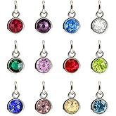 SUPVOX 24pcs Birthstone Charms Stainless Steel Crystal Birthstone Pendants for DIY Jewelry Making Finding (Random Color)