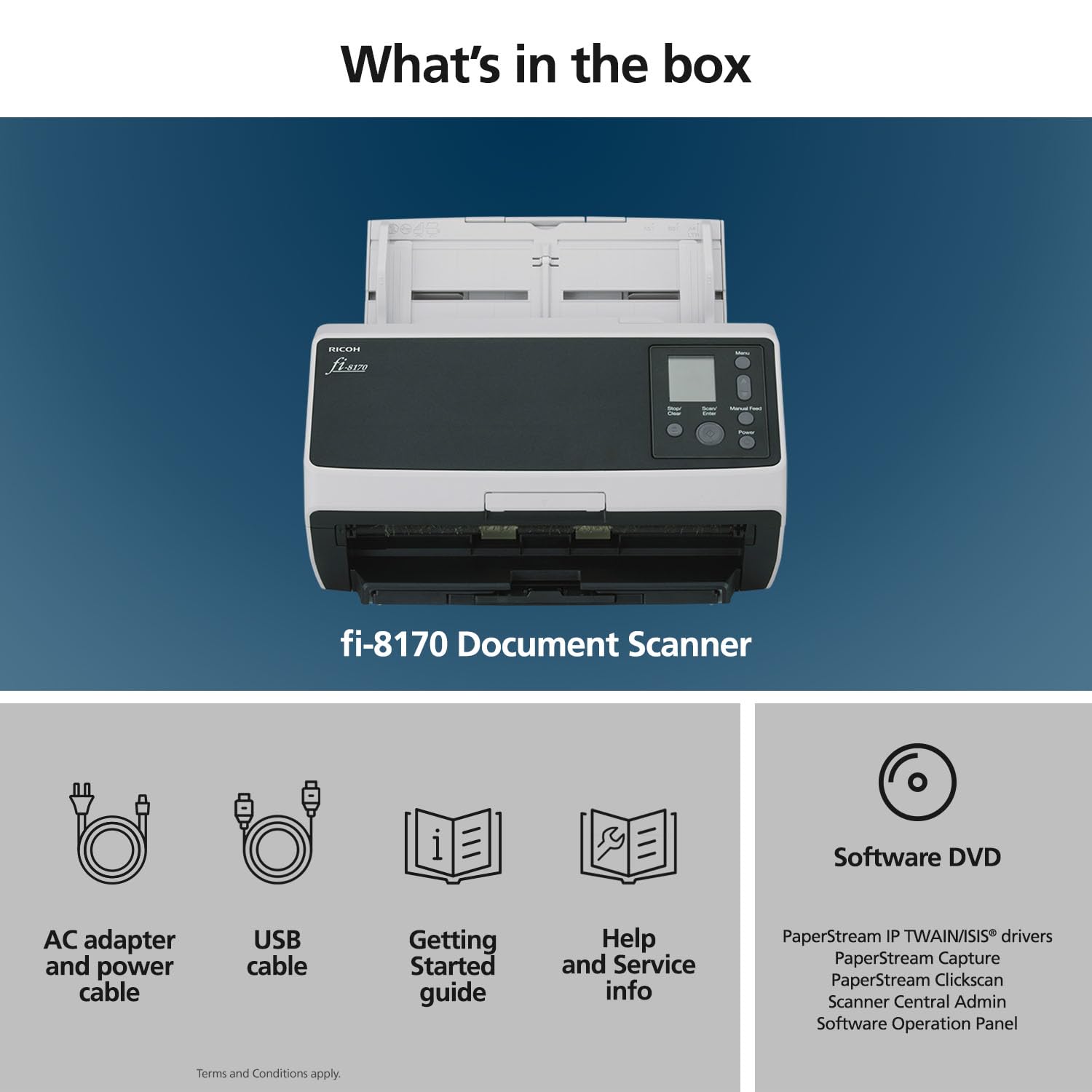 RICOH fi-8170 Professional High Speed Color Duplex Document Scanner - Network Enabled