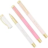 Sweet Water Decor Metal Boss Lady Pen Set - Gifts for Bosses, New Jobs, Graduation, Pens for Women Journaling - Medium Ballpoint Pens with Black Ink - Refillable Three Piece Pen Set