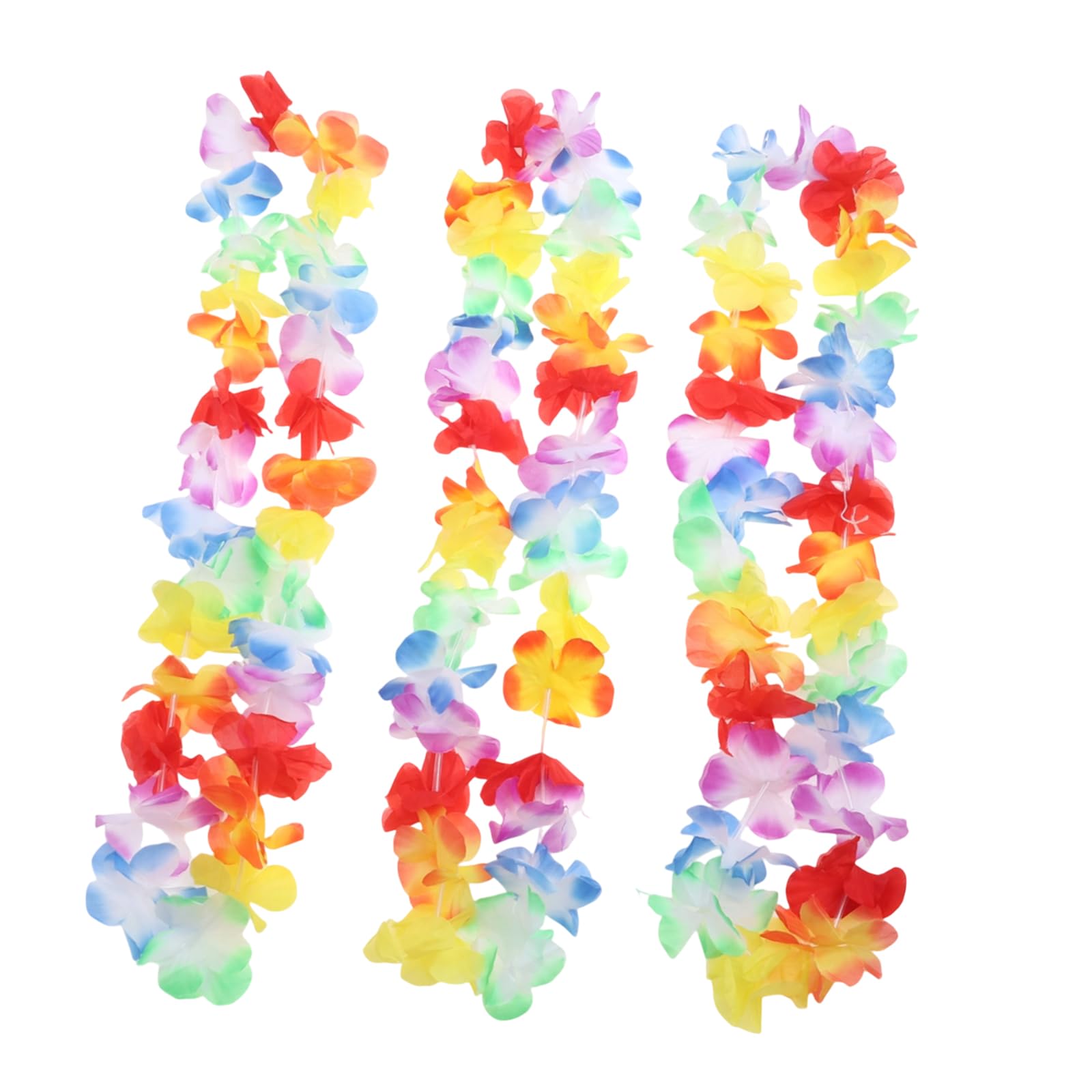 3 Pcs Hawaiian Flower Garland, Hawaiian Theme Party Decorations, Beach Tropical Themed Birthday Party Accessories, Ruffled Hula Aloha Flower Necklaces for Adults Kids