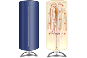 SJXSIMWOO Portable Clothes Dryer, Mini Compact Clothes Dryer, Suitable for Apartments, Rvs, Travel, Homes - Small Quiet Fast-Drying Machine with Adjustable Timer & Middle Clothes Hanger