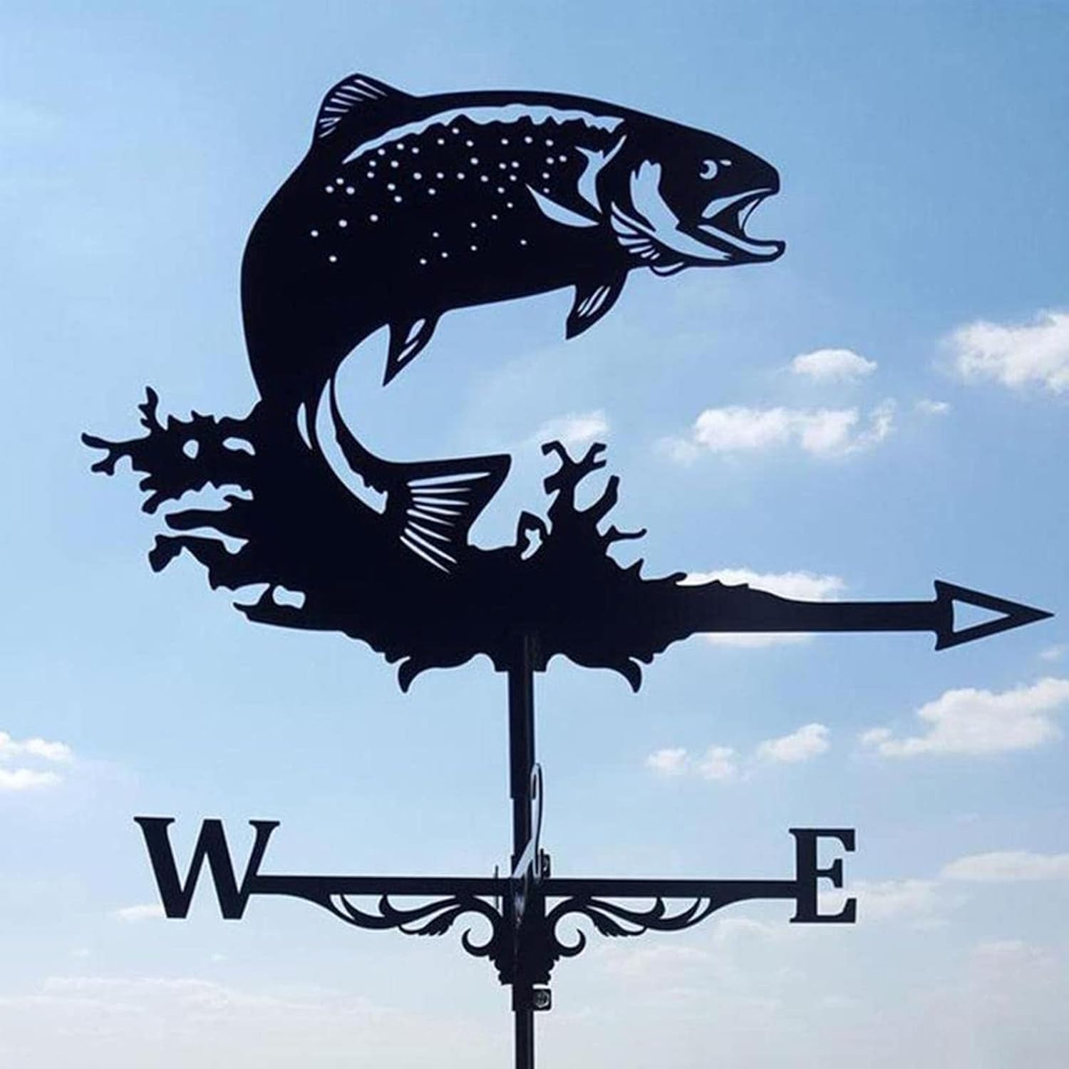 Weathervanes - Yesbon Weathervane Metal Iron Wind Vane Retro Weather Vane Garden Patio Yard Decoration Wind Direction Indicator,Fish