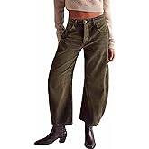 Womens Stretchy Mid Rise Barrel Jeans Vintage Loose Wide Leg Cropped Denim Pants Y2k Baggy Boyfriend Jeans