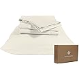BIOWEAVES 100% Organic Cotton Sheets Queen Sateen Weave - Smooth, Soft & Silky, 300 Thread Count GOTS Certified Organic Sheets Queen with 17” Deep Pockets – 4 Piece Set, Natural