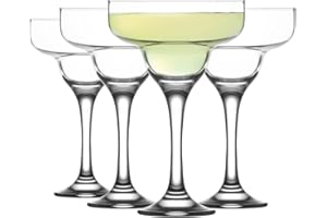 LAV Margarita & Martini Cocktail Glasses Set of 6 - Large Coupe Bar & Summer Party Glasses 10 oz for Frozen Strawberry Daiqui