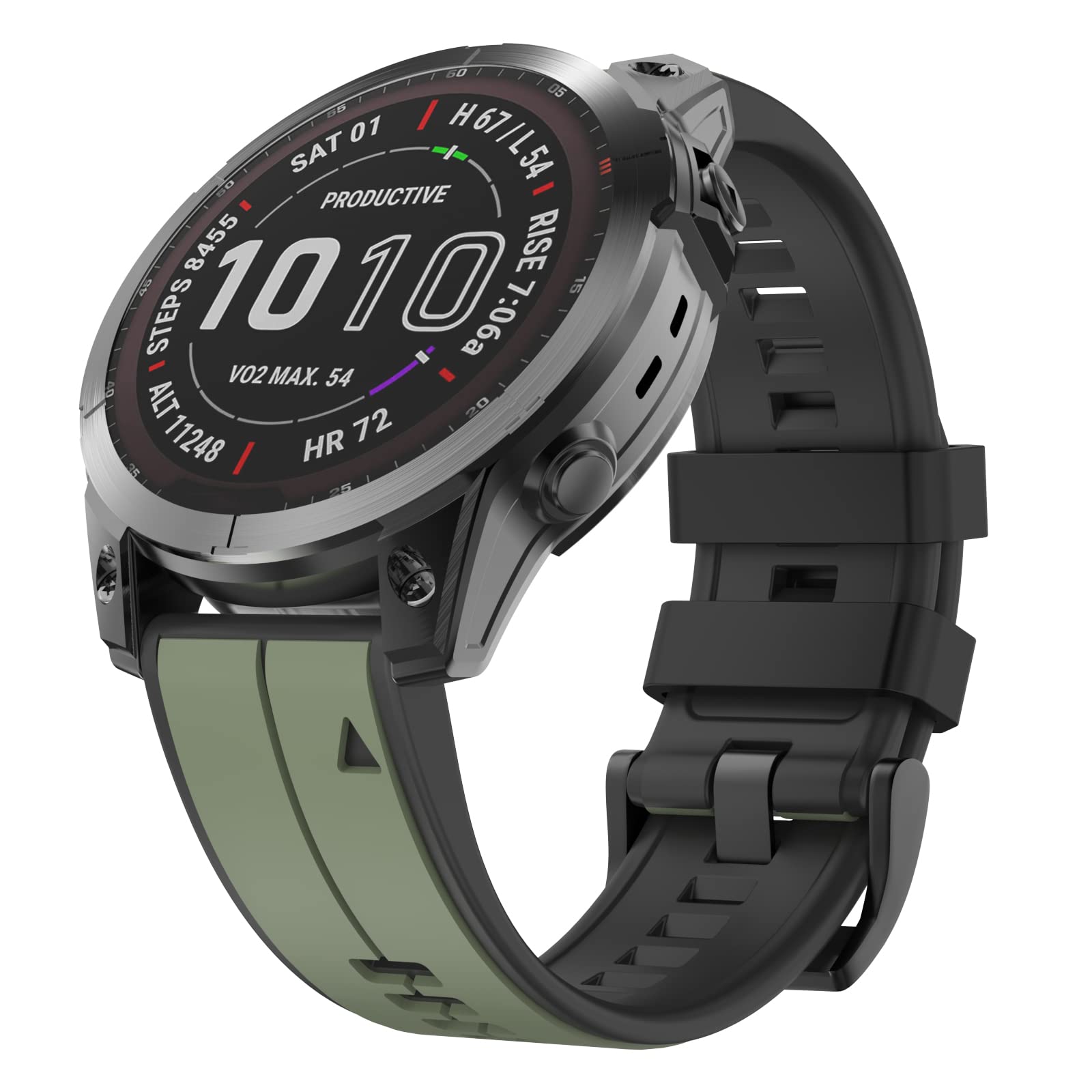MYSNBKN Strap for Fenix 7, 22MM Width Silicone bands Fit Fenix 8 47mm/Fenix 7/Fenix 7 Pro/Fenix 6/Fenix 6 Pro/Fenix 5/Fenix 5 Plus/Forerunner 935/945/955/Approach S60/S62,EPIX 2, Army Green Black