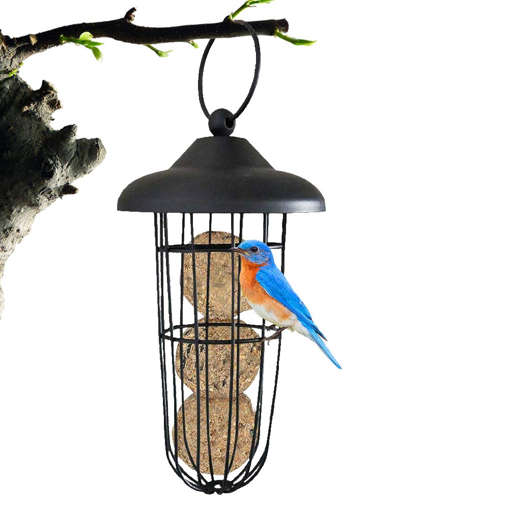 GMWD Outdoor Bird Feeder, Squirrel Proof Metal Bird Feeder Automatic Hanging Fat Ball Holder Bird Food Dispenser Birds Feeding Tool for Outdoor Garden