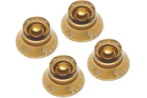 Vintage Forge Gold Top Hat Bell Knobs Compatible with Epiphone Les Paul Import Electric Guitar (Set of 4) Fits 18 Coarse-Spline Alpha (Metric) Split Shaft Pots Recessed RB18M-GLD4