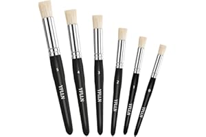 YFLLN Wooden Stencil Brushes Natural Stencil Bristle Dome Art Painting Brushes Wood Paint Template Brush for Painting On Stencil Projects, Card Making, DIY, Crafts and Acrylic Oil Watercolor Painting Black