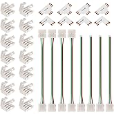 BTF-LIGHTING 3Pin 10mm SMD LED Connector Kit 3 Pin L Splitter Right Angle Corner,T Shape Connector,Solderless Gapless Connector, Strip to Strip Jumper Wires for WS2812 WS2811 SK6812 SMD Lights