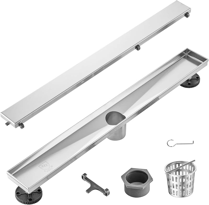 VEVOR 610mm Linear Shower Drain Tile Insert Brushed 304 Stainless Steel