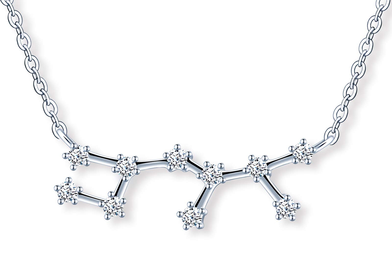 MicLee Women's girl's Necklace pendant, 925 Sterling Silver necklace, Twelve constellations zircon necklace, Constellations Guardian Choker, Sagittarius necklace pendant, Inlaid zircon, silver