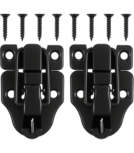 Duck-Billed Toggle Hasp Latch – 2-Piece Set With Screws, Black Iron Locking Hardware For Jewelry Boxes, Tool Chests, Wooden Cases, And Cabinets