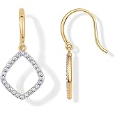 PAVOI 14K Gold Plated Teardrop Diamond-Shaped Dangle Earrings for Women with Cubic Zirconia | Geometric Earring Pair